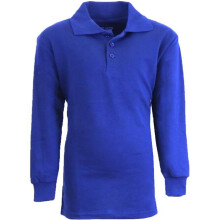 DDI 2273870 Boy's Royal Long Sleeve Pique Polo Shirts - Sizes 8-14 Case of 36