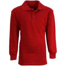 DDI 2273867 Boy's Red Long Sleeve Pique Polo Shirts - Sizes 8-14 Case of 36