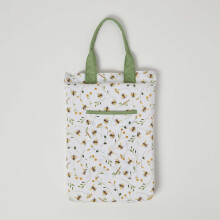 Green and White Kneeling Pad for Garden with Floral Bee Design