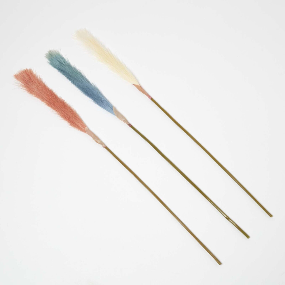 Artificial Pampas Grass Set of 3 Multi-Coloured, 78cm