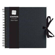 Black Scrapbook 20cm Memory Photo Album Journal Book & Ribbon Tie