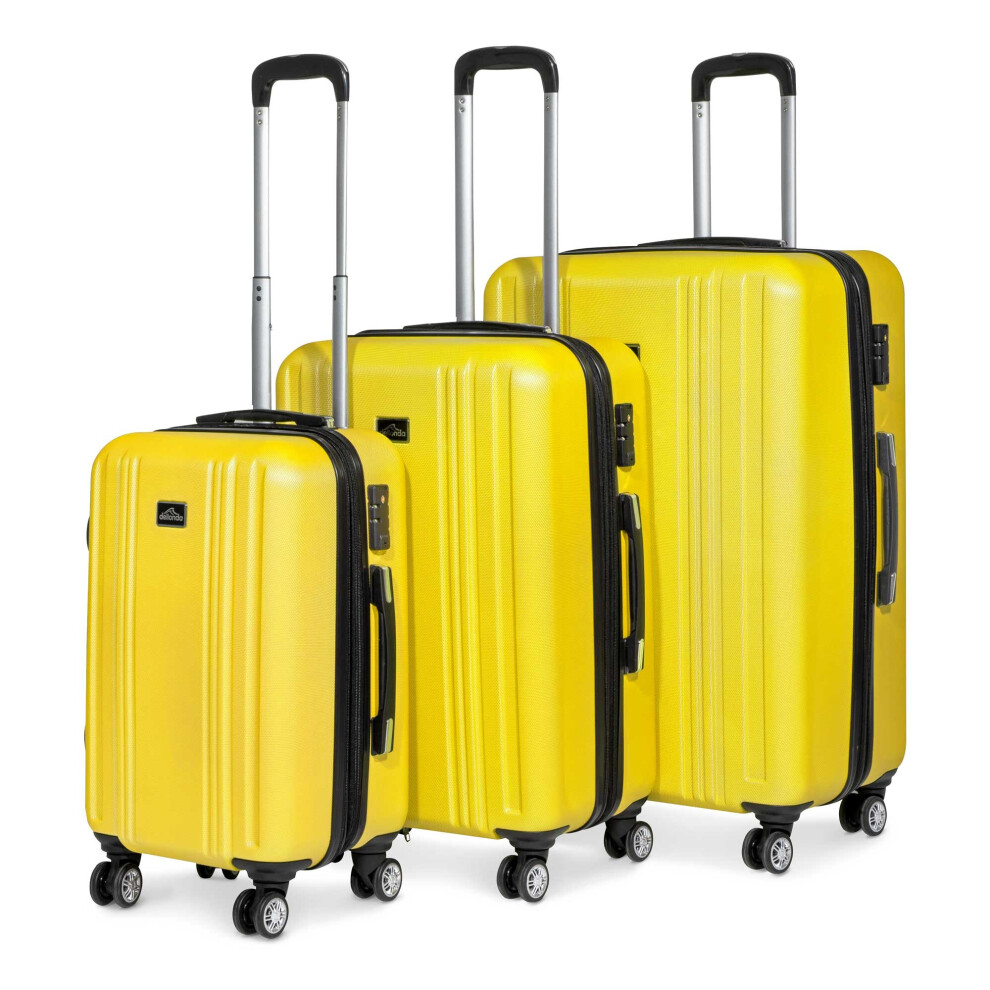 3 Piece Lightweight Luggage Suitcase Trolley Set ABS TSA Lock Yellow - DL124