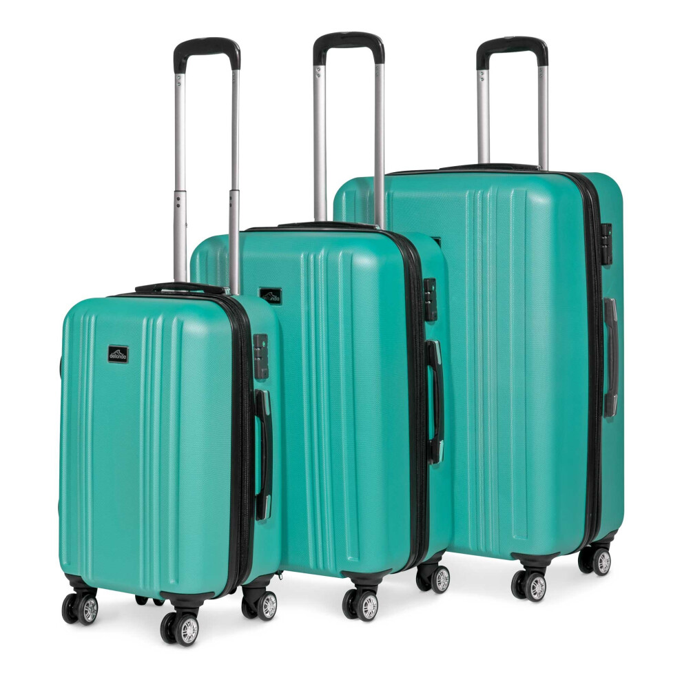 3 Piece Lightweight Luggage Suitcase Trolley Set ABS TSA Lock Teal - DL126