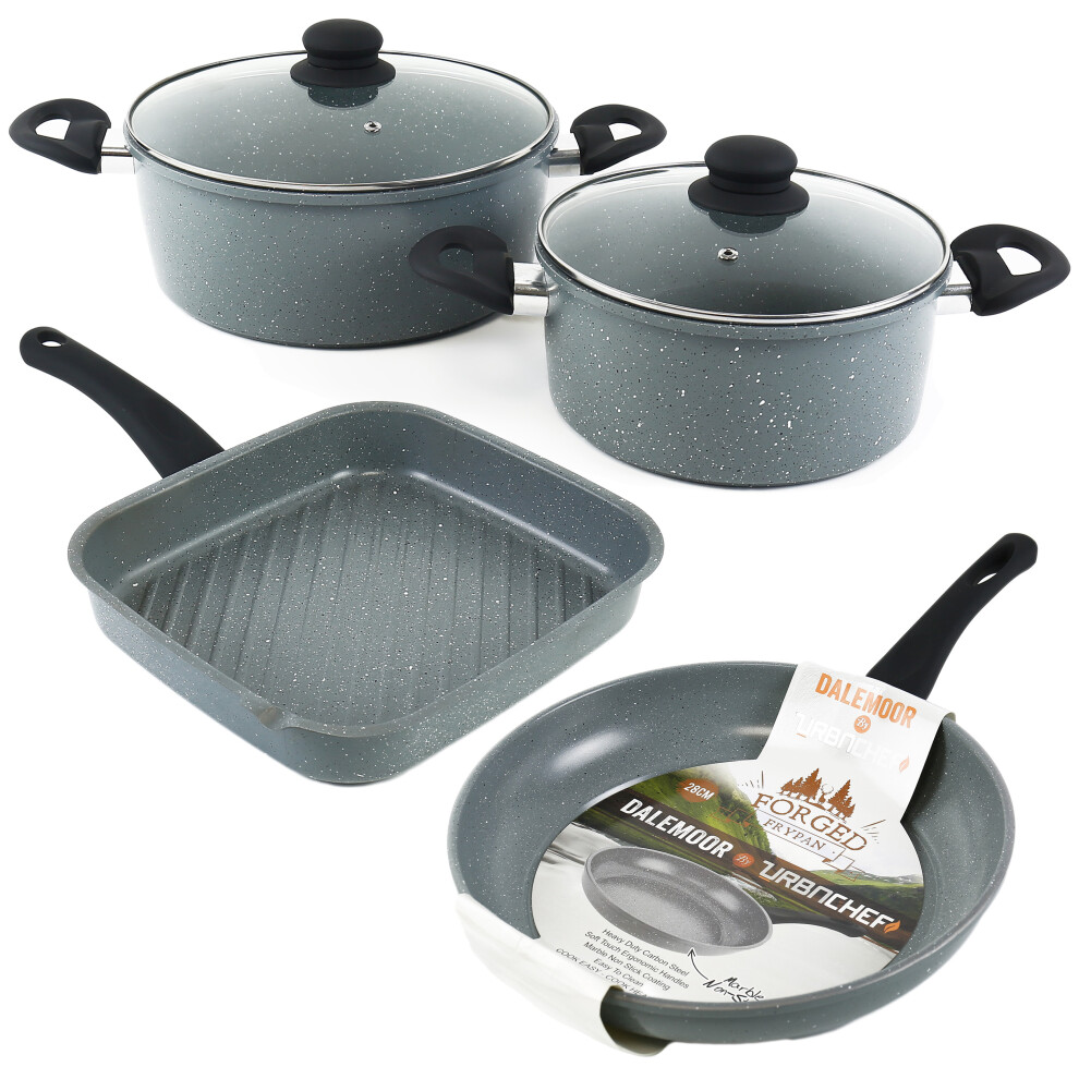 Carbon Steel Marble Grey Non Stick Casserole Pots, Grill & Frying Pan
