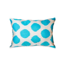 Pasargad IK27 15X24 Silk Velvet Ikat Pillow, Aqua - 15 x 24 in.
