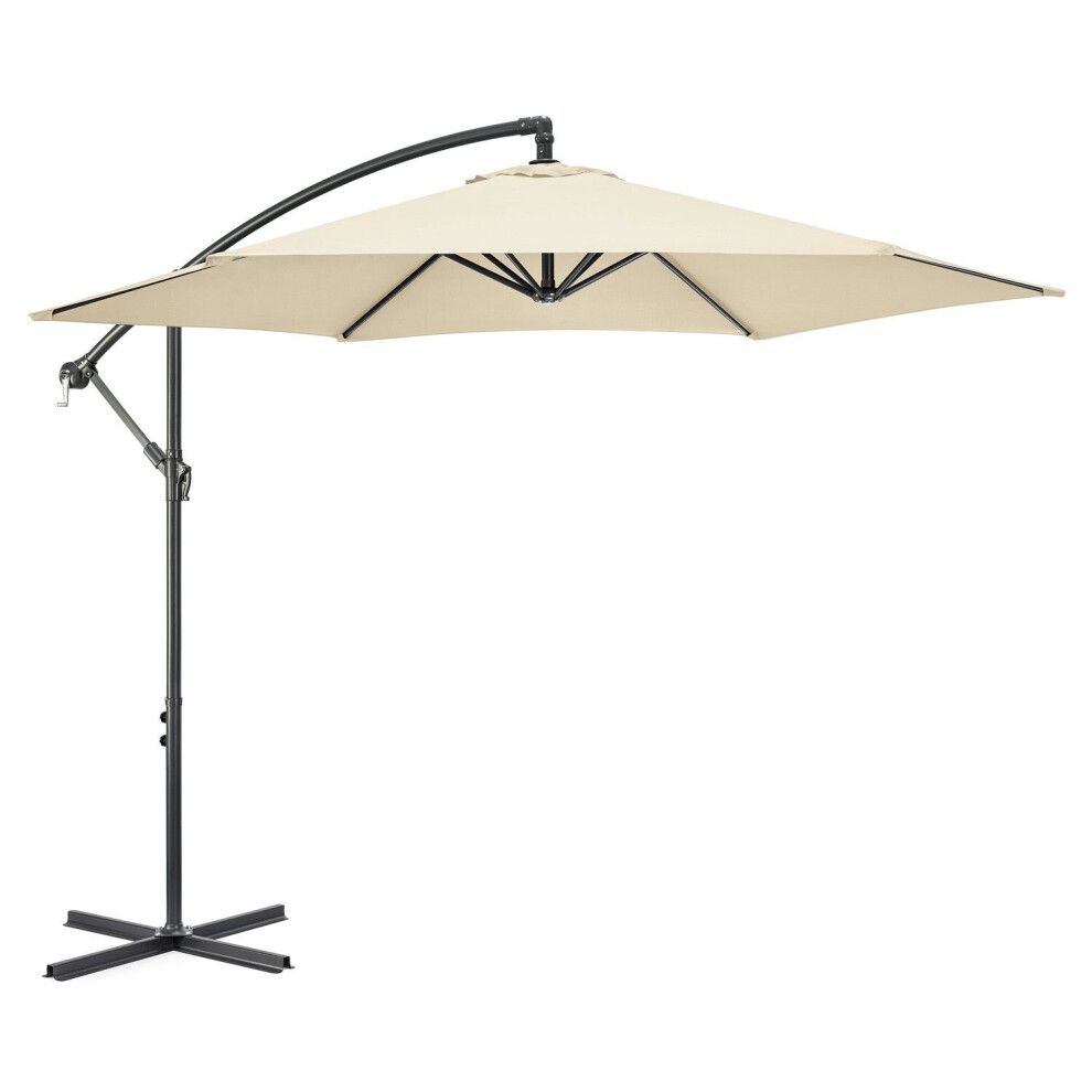 (Natural) 3m Cantilever Parasol Garden Banana Hanging