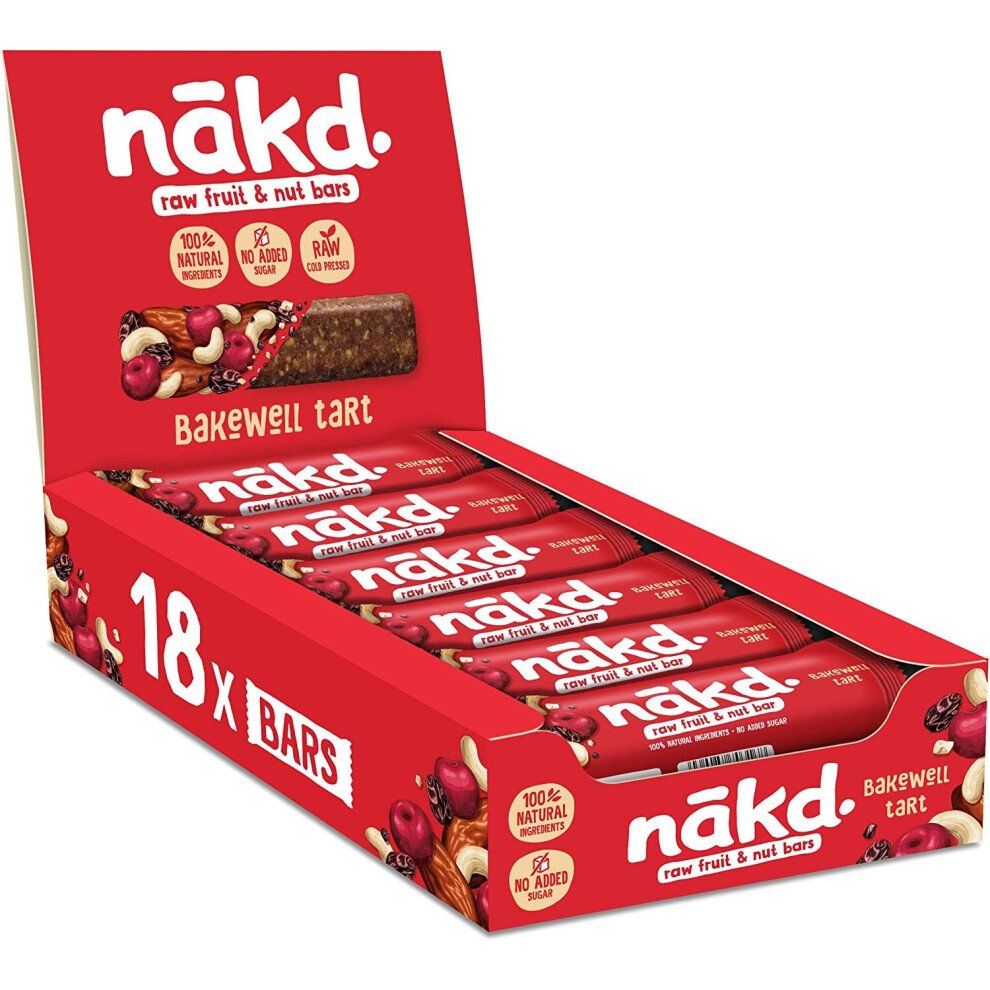 Nakd Bakewell Tart Natural Fruit & Nut Bars - Vegan - Healthy Snack - Gluten Free - 35g x 18 bars