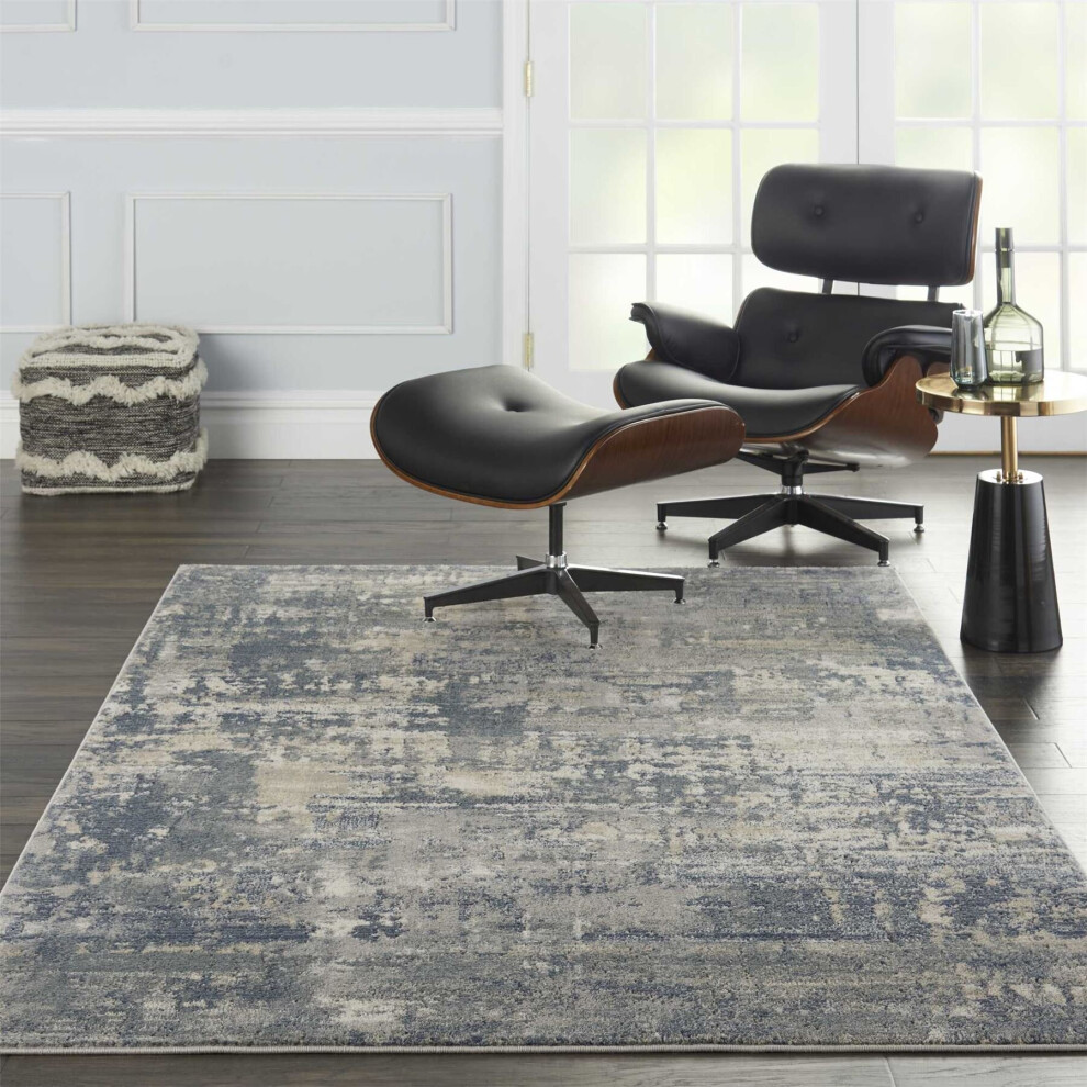 (Extra Large  239x300cm) Quarry QUA04 Abstract Distressed Rugs in Grey Beige by Nourison