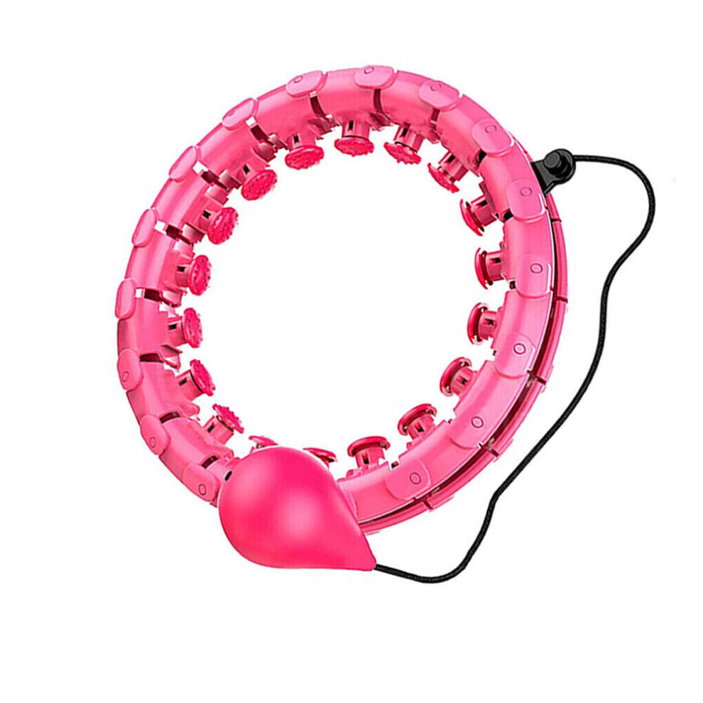 (Pink  36 Knots (Upgraded)) 24/36 Knots Weighted Hoola Fitness Hoop Adult Smart Hula Thin Waist Weight Loss 