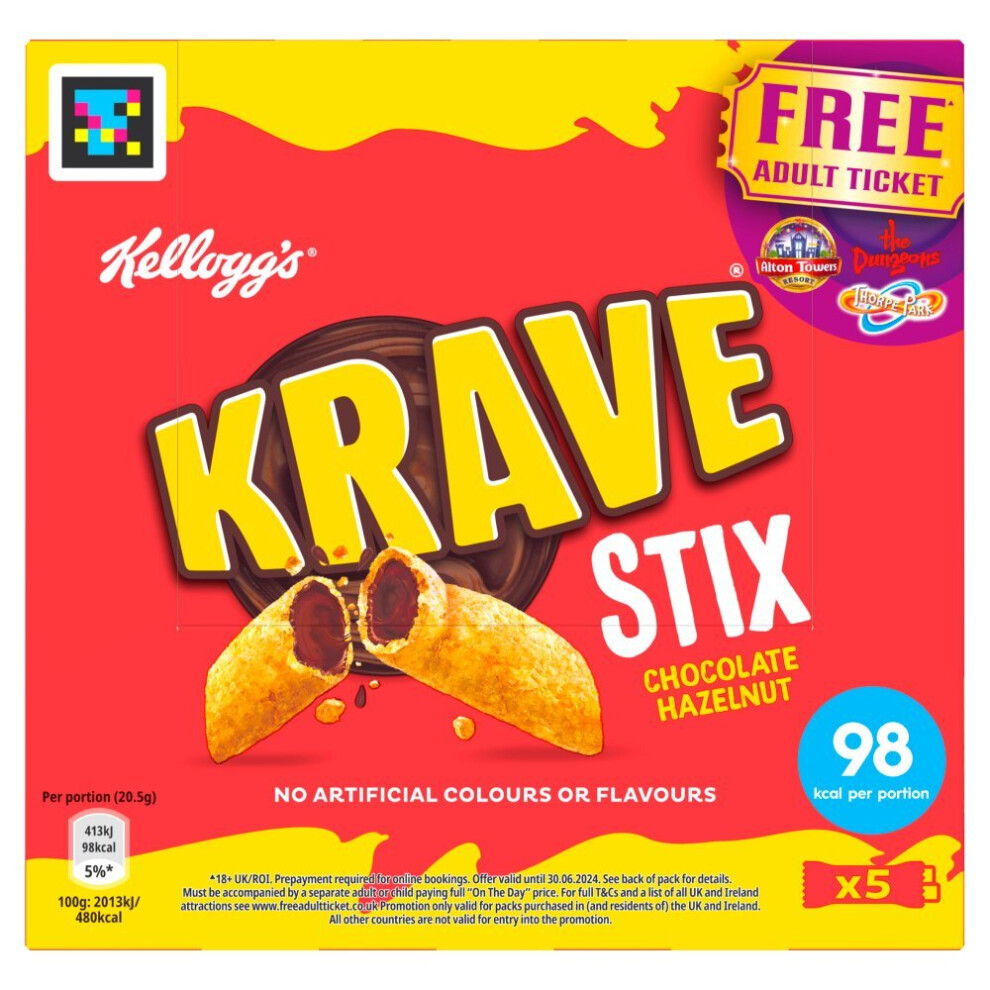 Kellogg's Krave Chocolate Hazelnut Stix Snack Bar 5x20.5g  (Pack of 9)