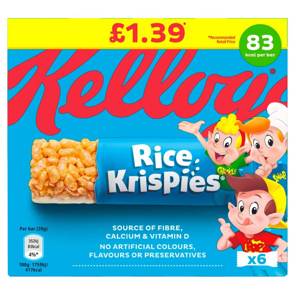Kelloggs Kellogg's Rice Krispies Cereal Bar 6X20g (120G) (Pack Of 14)