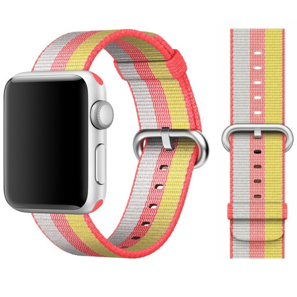 Apple (Red Stripe) Woven Nylon Watch Strap With Buckle 42Mm 45Mm 44Mm