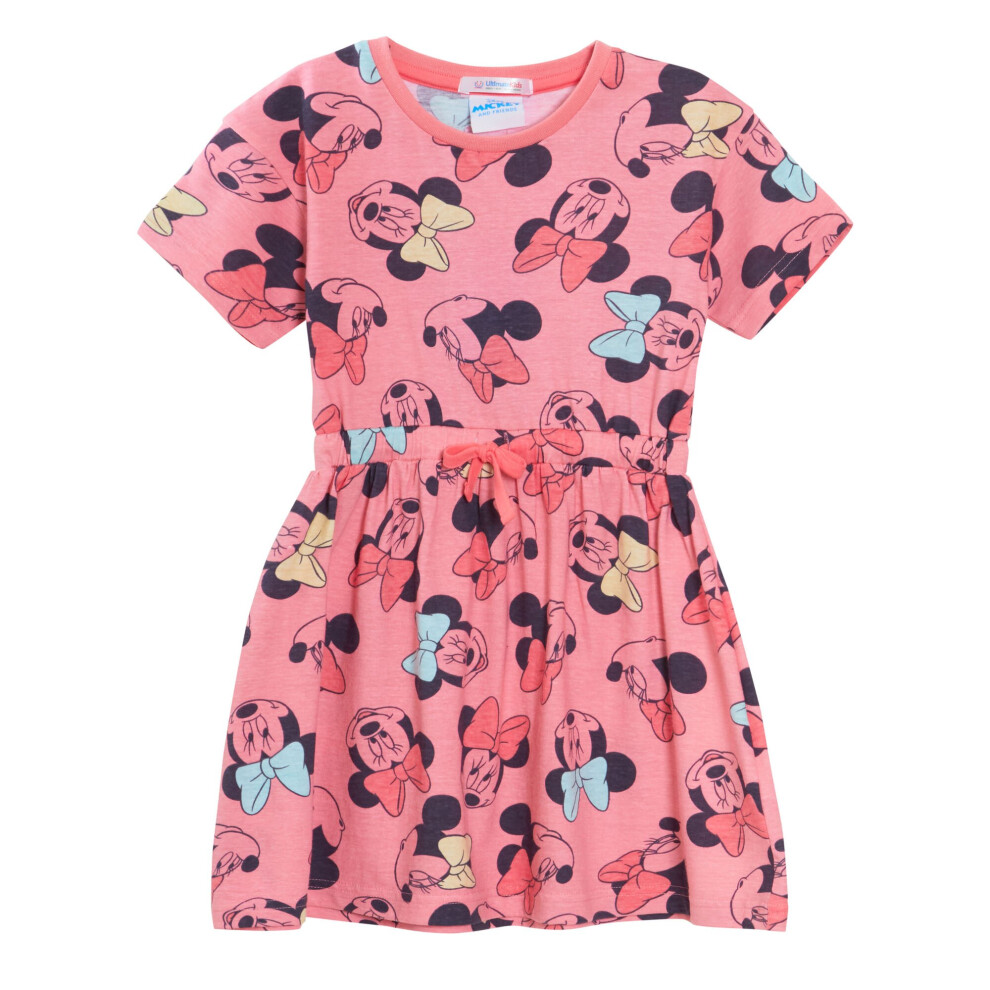 (7-8 Years) Minnie Mouse Dress Girls Sundress Disney Short Sleeved Cotton T-Shirt Dress