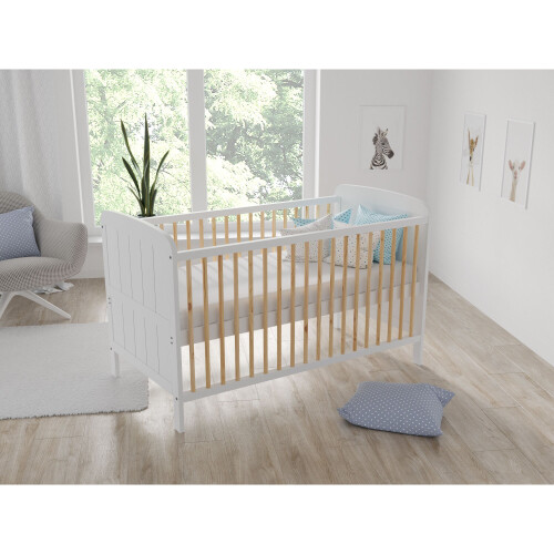 (White / Pine) Maddox | Cot Bed 140x70cm