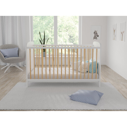(White / Pine) Maddox | Cot Bed 140x70cm 1