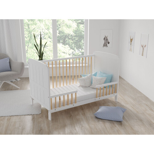 (White / Pine) Maddox | Cot Bed 140x70cm 2