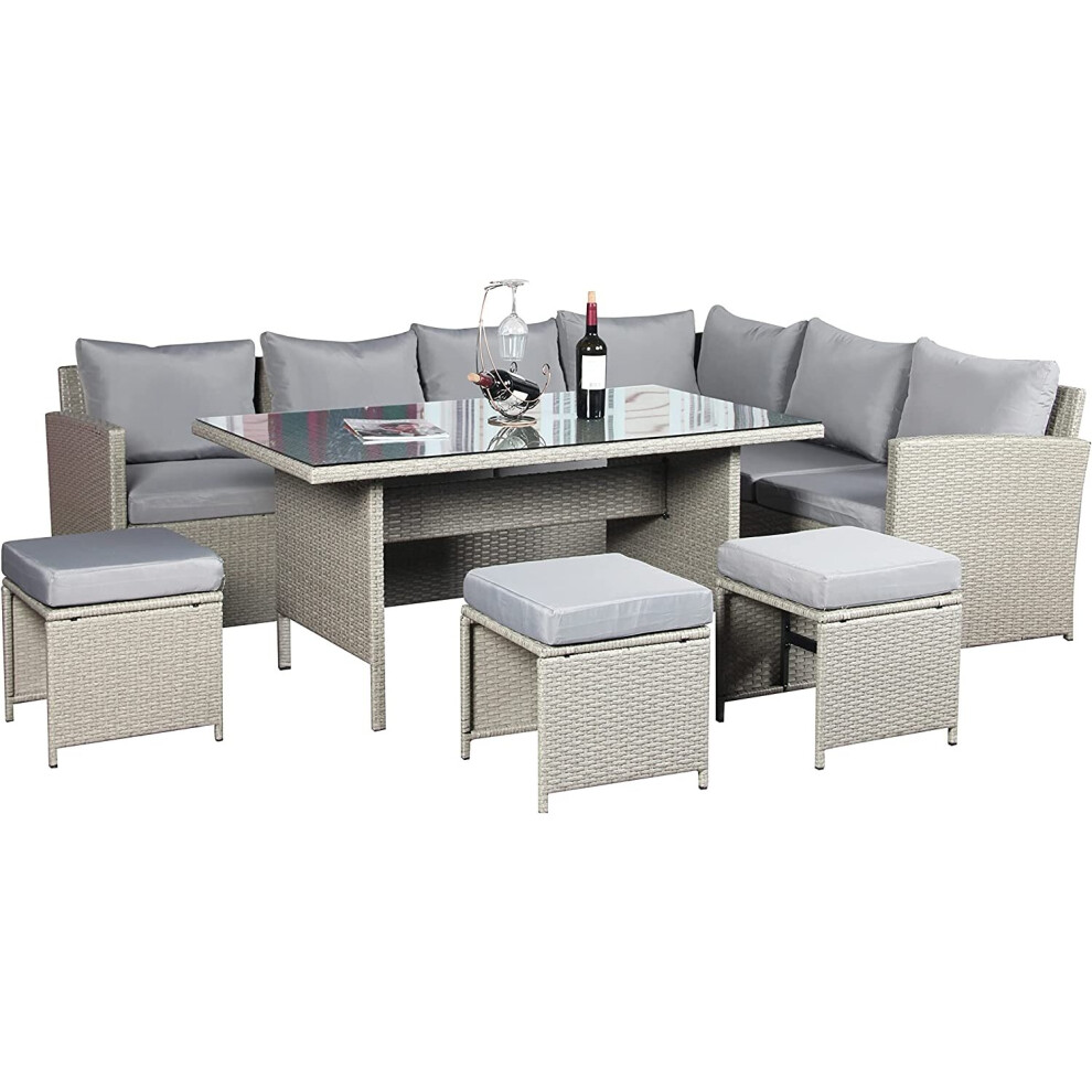 9 seat grey corner rattan sofa set