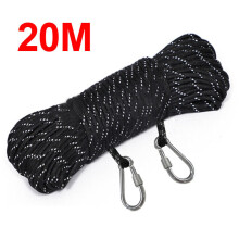 ( Black) 20m Tree Rock Climbing Rope Red Outdoor Mountain Safety Rescue Auxiliary Cord