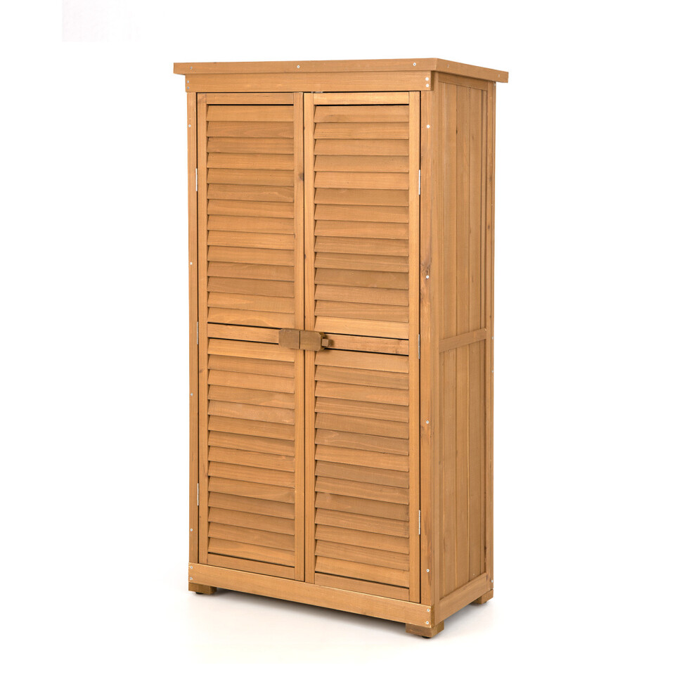 Wooden Storage Shed Solid Wood Garden Tool Cabinet Vertical Organizer