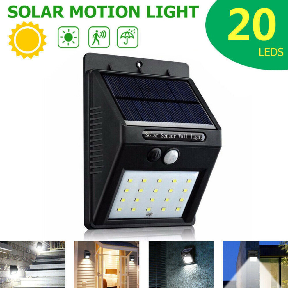 (  20 LED - 2PCS) Solar Power PIR Motion Sensor Wall Lights 100 LED Outdoor Garden Security