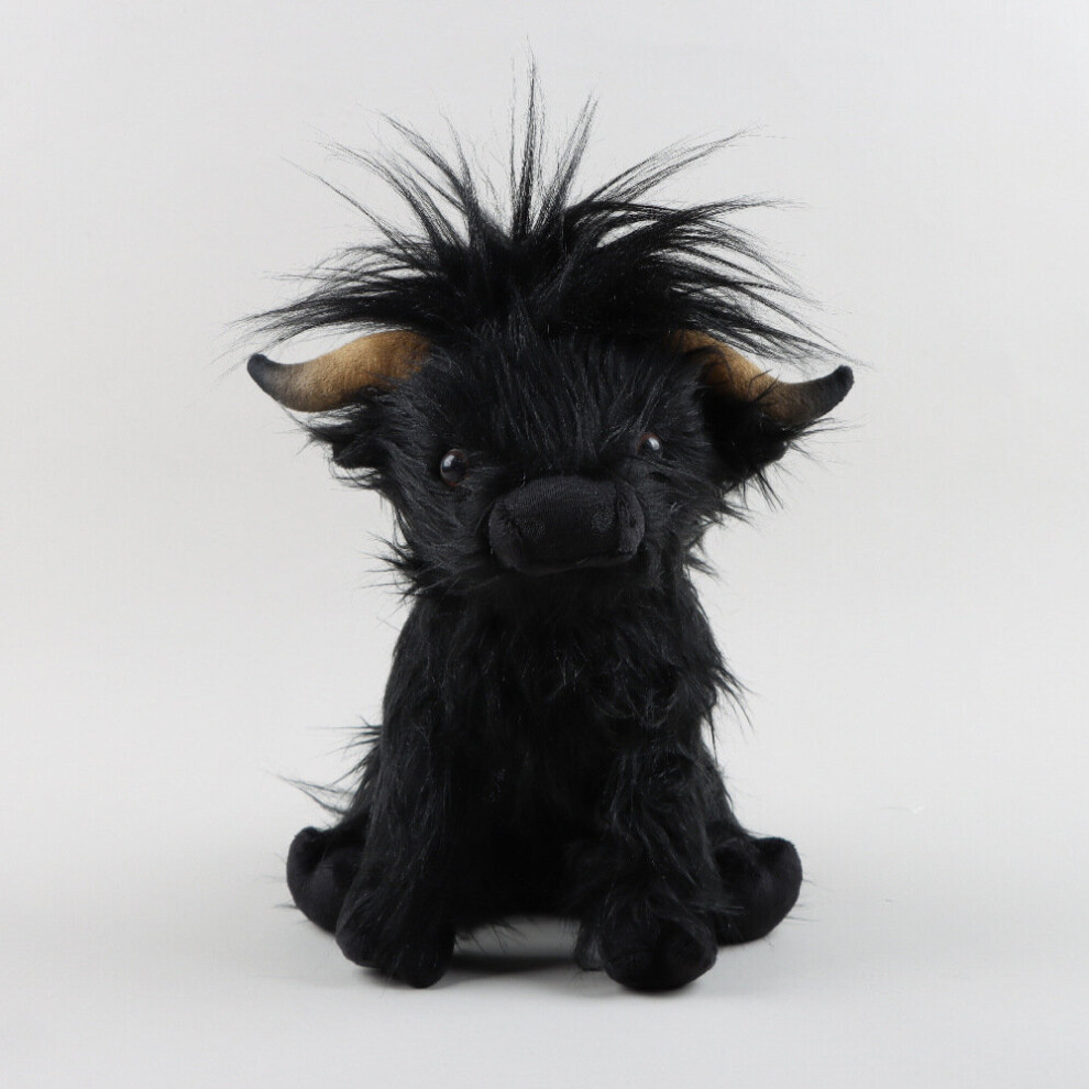 (black) 25cm Highland Cow plush toy simulation shaggy cow