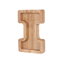 (I) Twenty-six Letter Wooden Piggy Bank Coin Money Solid Wood Saving Box Coins Storage Desktop Ornament Decor Crafts Christmas Gifts