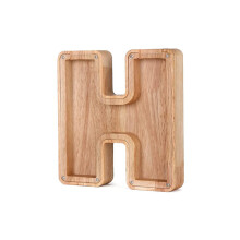(H) Twenty-six Letter Wooden Piggy Bank Coin Money Solid Wood Saving Box Coins Storage Desktop Ornament Decor Crafts Christmas Gifts