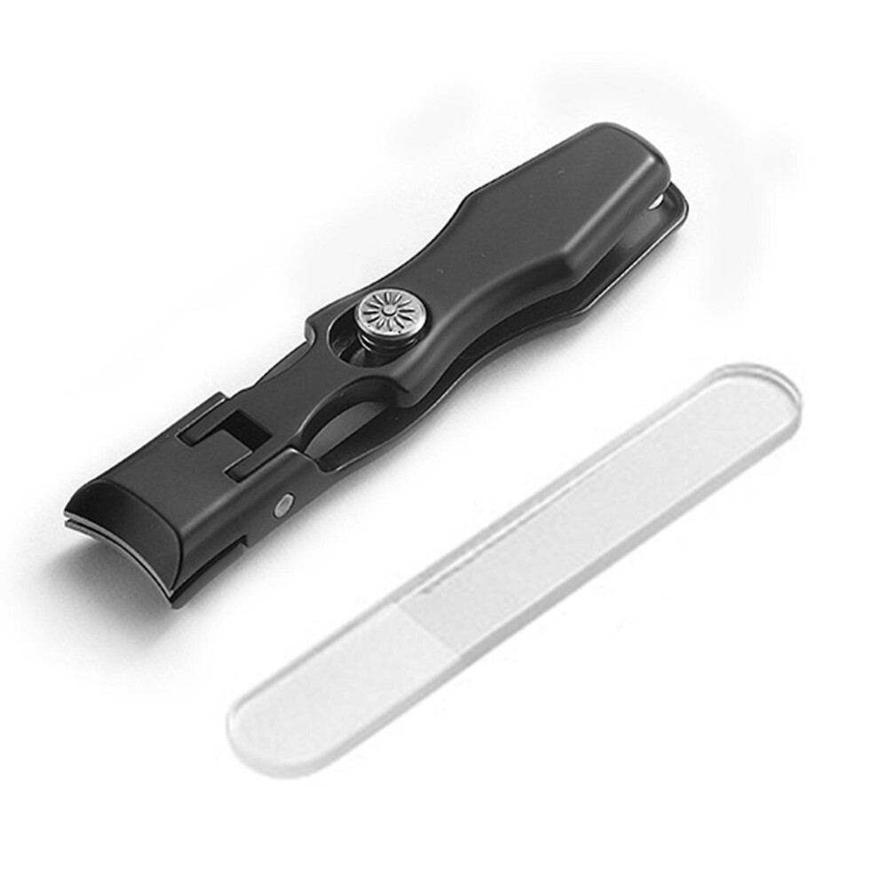Black (Black) Fingernail Clippers Sharp Wide Teeth Nail Cutter With Nail File For Thick Nails