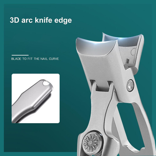 (Silver) Fingernail Clippers Sharp Wide Teeth Nail Cutter With Nail File For Thick Nails 2
