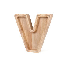 (V) Twenty-six Letter Wooden Piggy Bank Coin Money Solid Wood Saving Box Coins Storage Desktop Ornament Decor Crafts Christmas Gifts