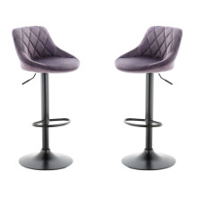 Set of 2 Grey VALENCIA Velvet Bar Stools, swivel & height adjustable