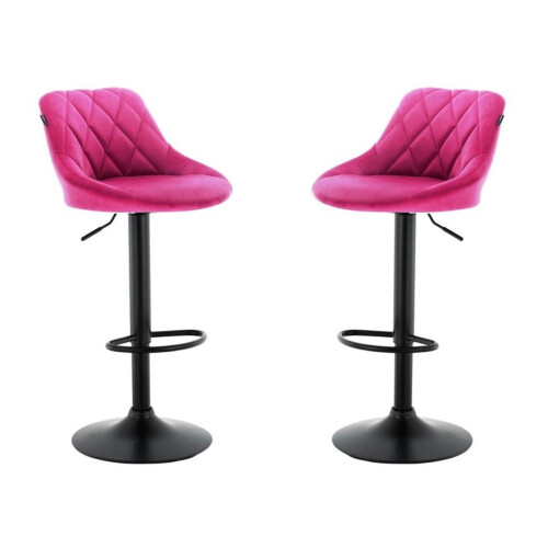 Set of 2 Pink VALENCIA Velvet Bar Stools, swivel & height adjustable