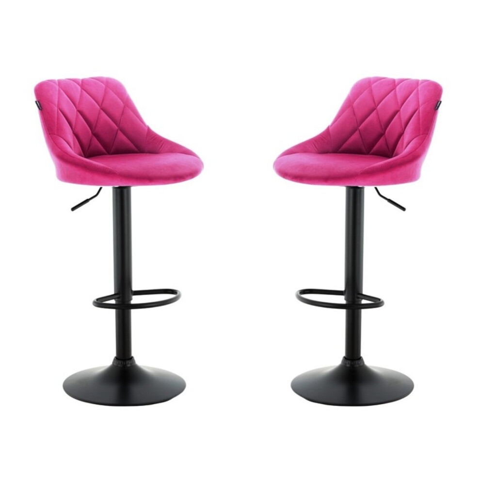 Millies Design Set Of 2 Pink Valencia Velvet Bar Stools, Swivel & Height Adjustable Pink,Black