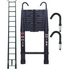 Telescopic Ladder 5m Loft Ladder Stainless Steel with 2 Hooks Non-Slip for Outdoor Indoor EN131 150kg Load Capacity