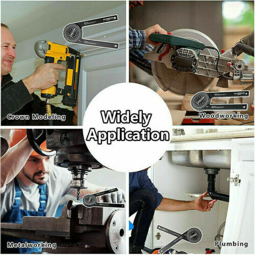 360° Aluminum Angle Finder Miter Saw Protractor Woodworking Measuring 1