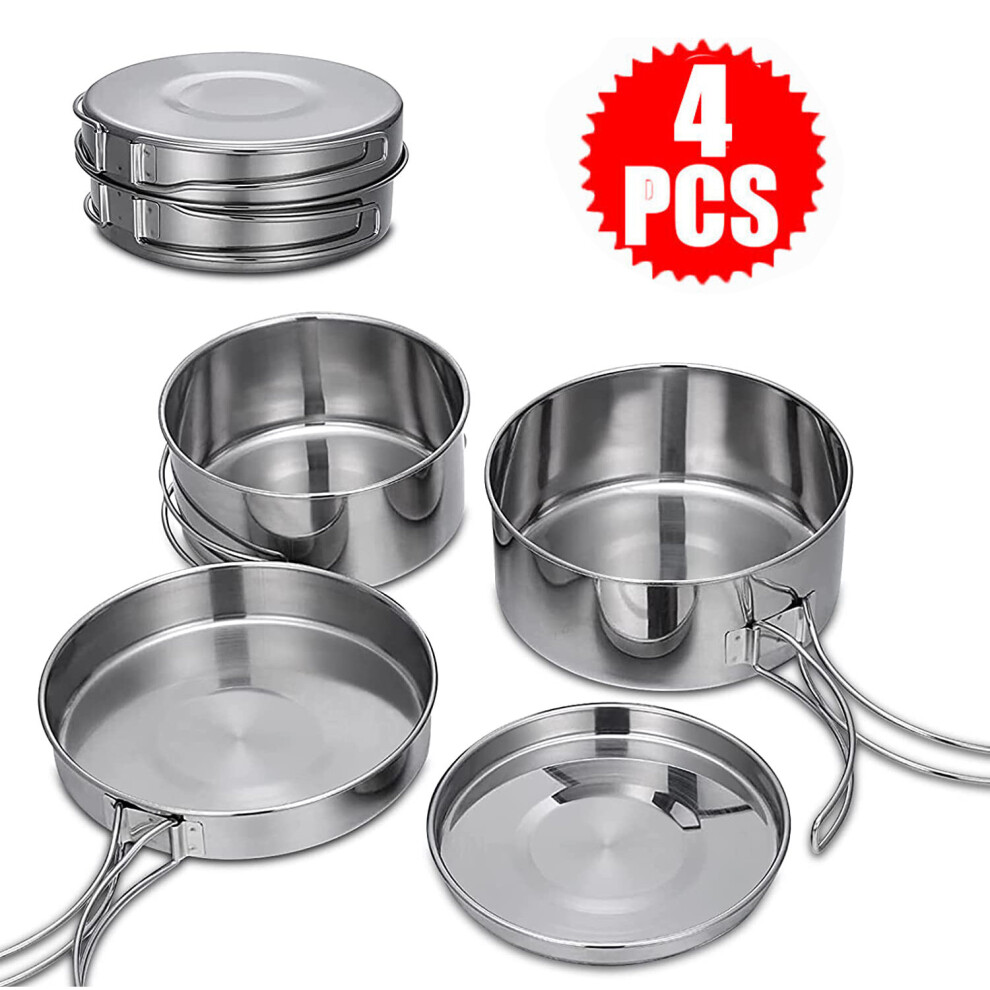 Cookware Set Steel Pan Pot Outdoor Camping Hiking Picnic Cooking Set