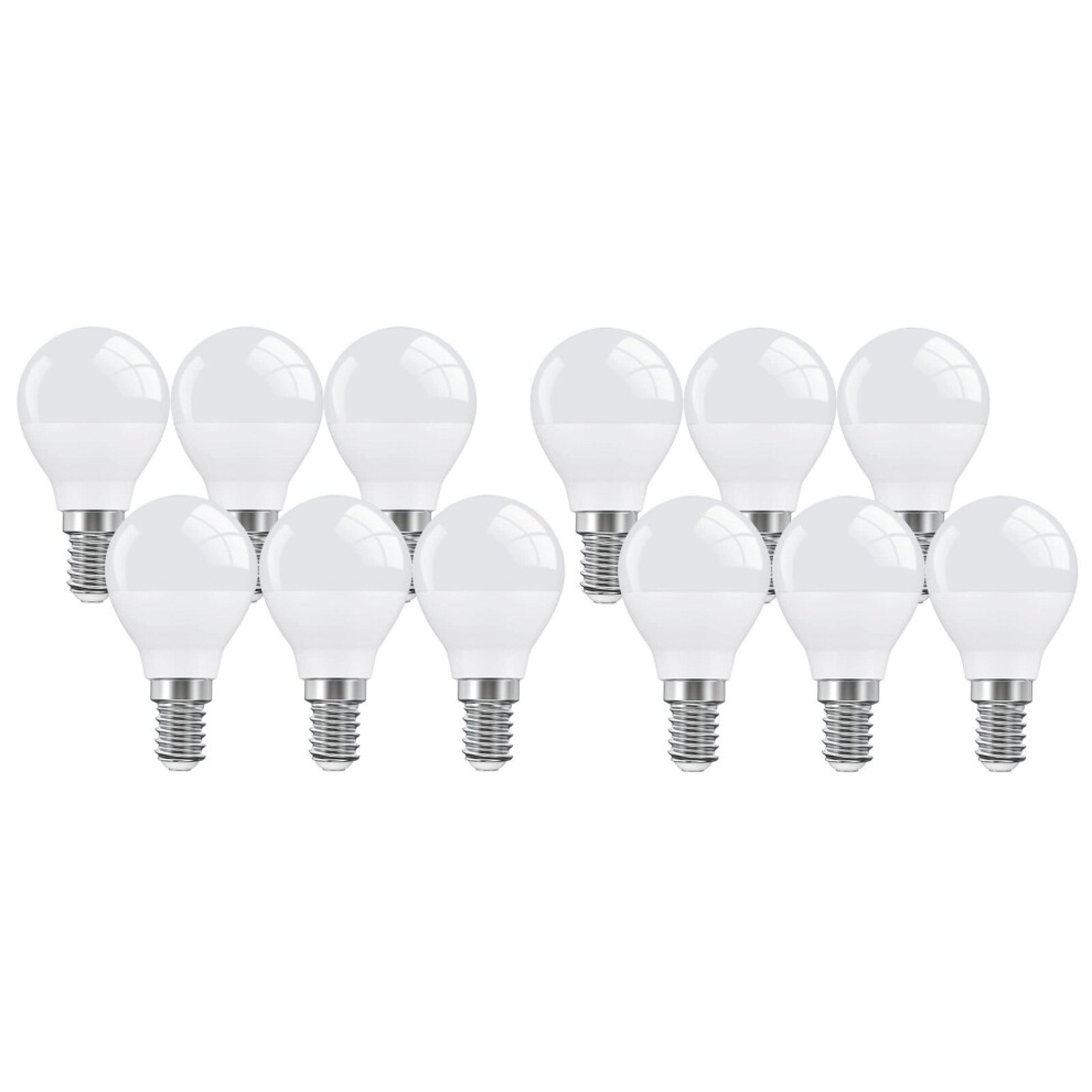 (12) LED Light Bulbs Mini Globe Golf Ball E14 Screw Warm White 2700K 6W=40W