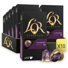 L'OR Espresso Supremo - Intensity 10 - Nespresso Compatible Coffee Capsules (Pack of 10, 100 Capsules in Total)