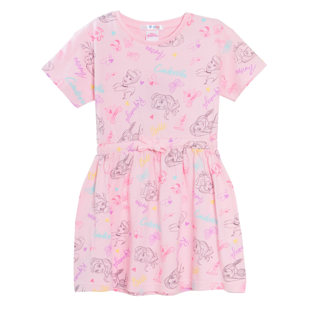 (6-7 Years) Disney Princess Dress Girls Sundress Short Sleeved Cotton T-Shirt Tunic Dress-image-OPC-PBCN2SC-NEW