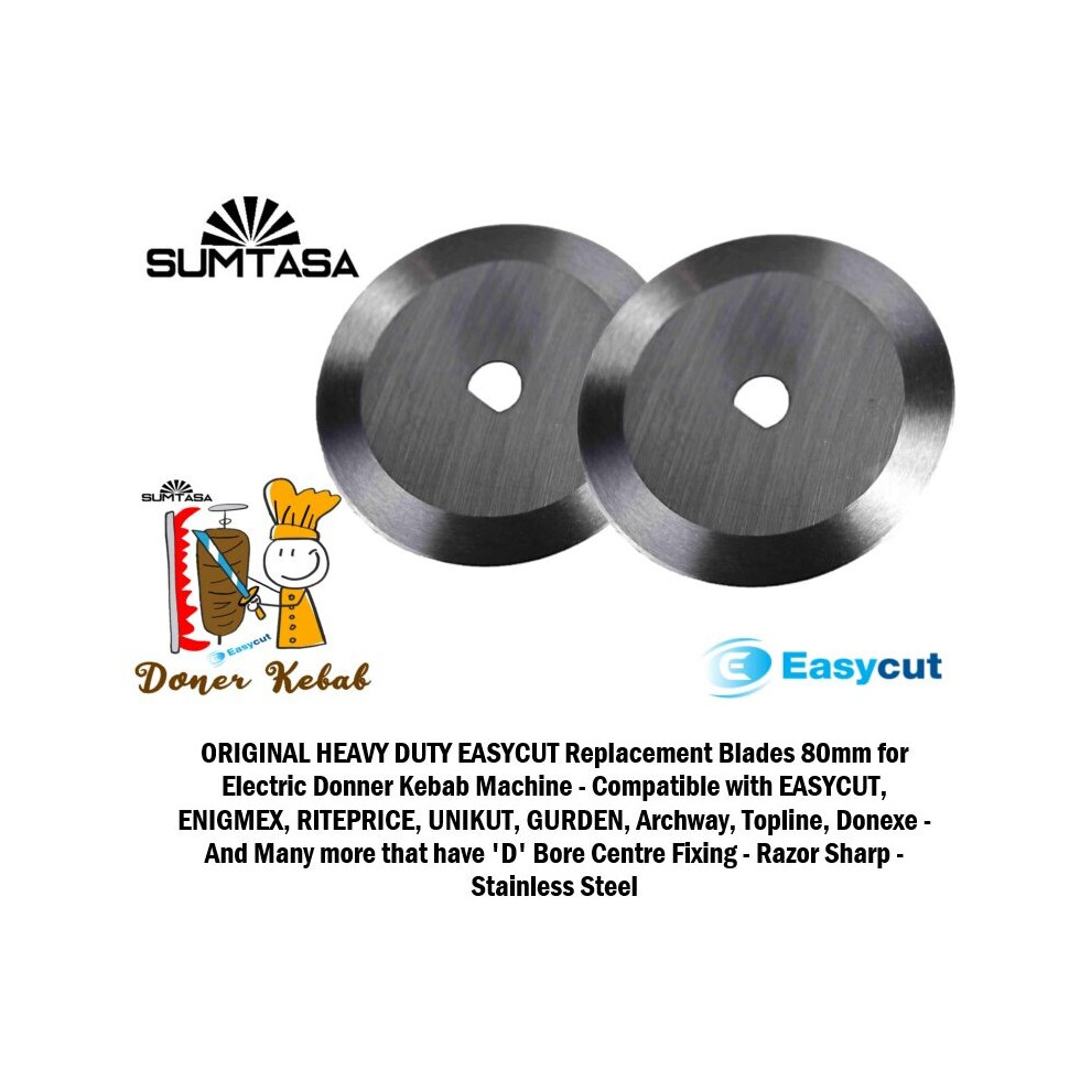 Easycut Enigmex 80Mm Stainless Steel Doner Kebab Slicer Blade. 2 Blade 7434911551574