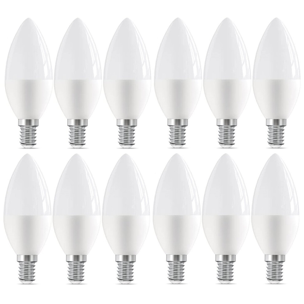 (12) LED Light Bulbs Candle E14 / SES Screw Warm White 2700K 6W=40W