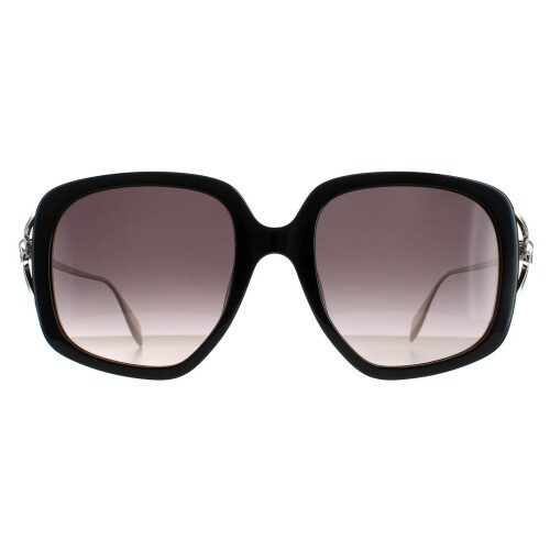Alexander McQueen Alexander McQueen Sunglasses AM0374S 001 Black Silver Grey Gradient
