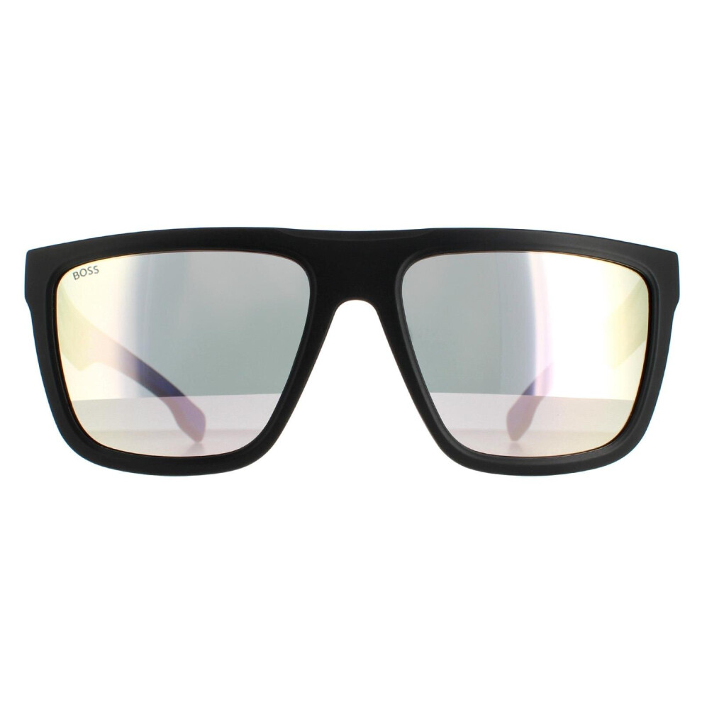 Hugo Boss Sunglasses BOSS 1451/S 0VK DC Matte Black Blue White Silver Mirror