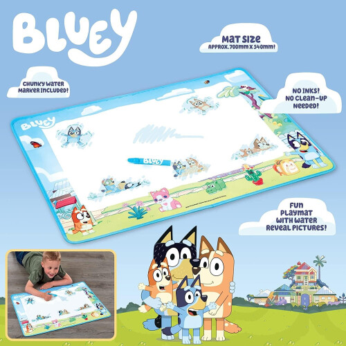 Bluey Bluey Aqua Magic Art Mat 700x500mm with Water Pen - Mess-Free, Reusable Drawing Surface (Code 7838) 2