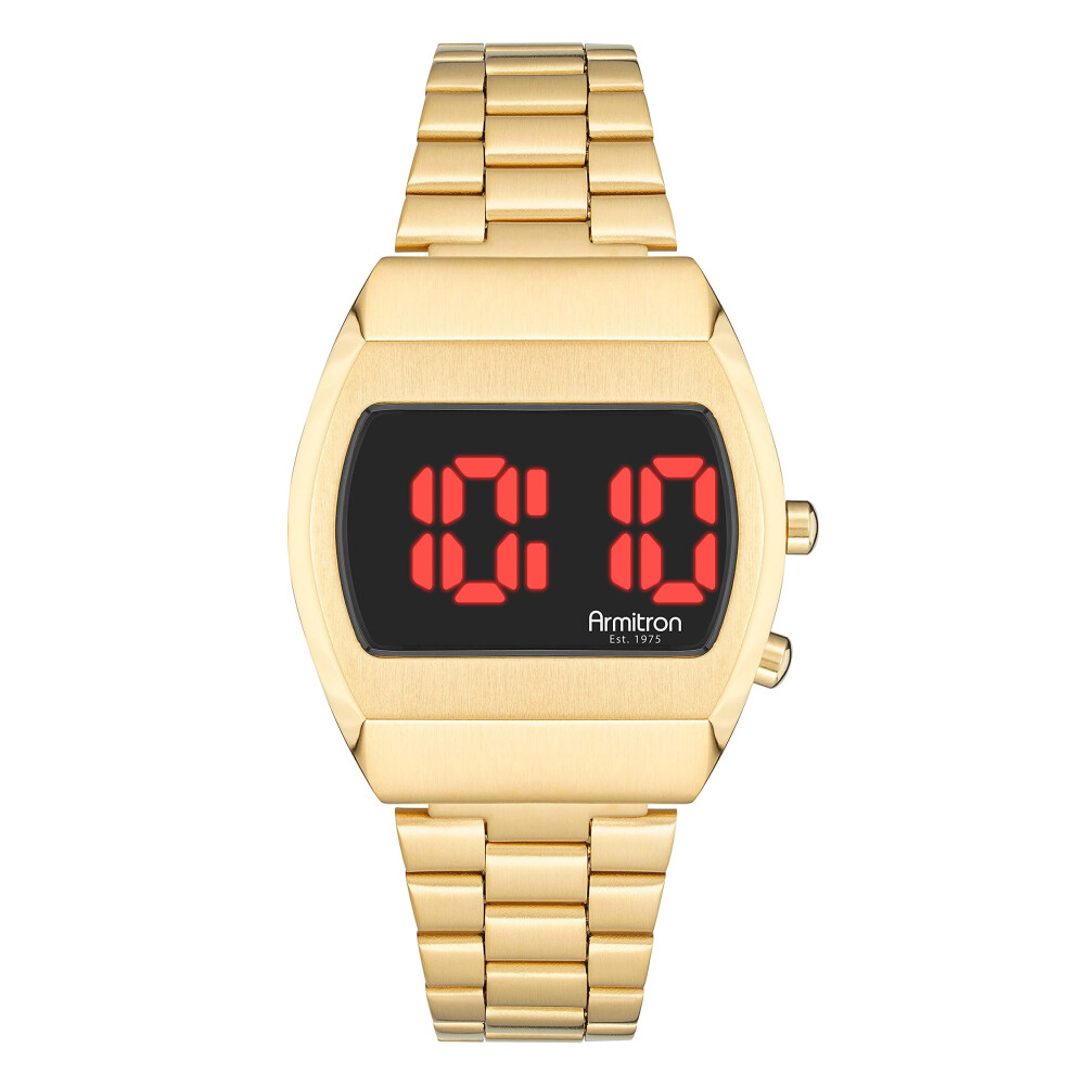 Armitron Sport Men Quartz Sport Watch With Stainless Steel Strap, Gold, 14 (Model: 408475Brgp)