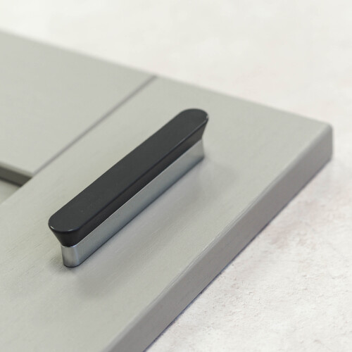 96mm Anthracite Grey & Polished Chrome Slab Handle 1