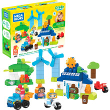 Mega Bloks Toy Building Sets, Green Town Build & Learn Eco House With Cars, Bicycles And Block Buddies Figures For Toddlers 1-3  Exclusive]