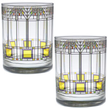 Culver Frank Lloyd Wright DOF Double Old Fashioned Glass 14-Unce (Geschenkbox-Set mit 2 Baum des Lebens)