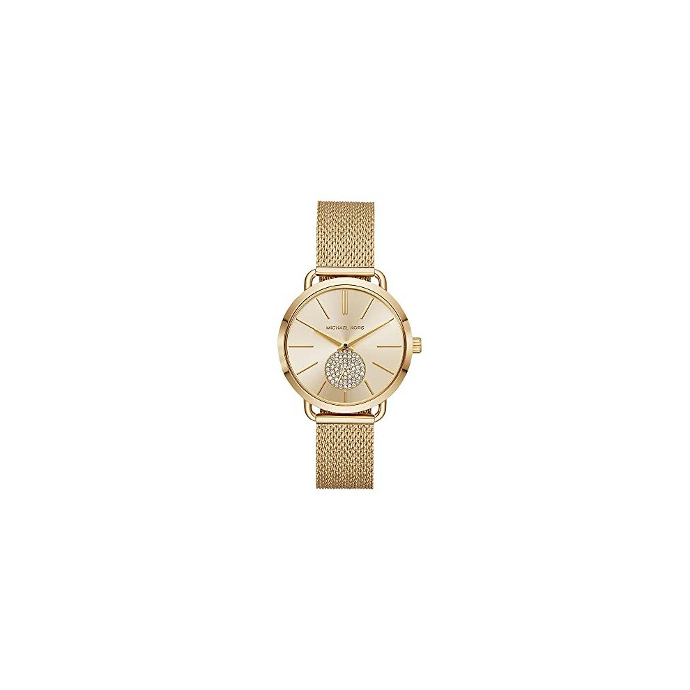 Michael Kors Womens Portia Stainless Steel Analog-Quartz Watch With Stainless-Steel Strap, Gold, 16 (Model: Mk3844)