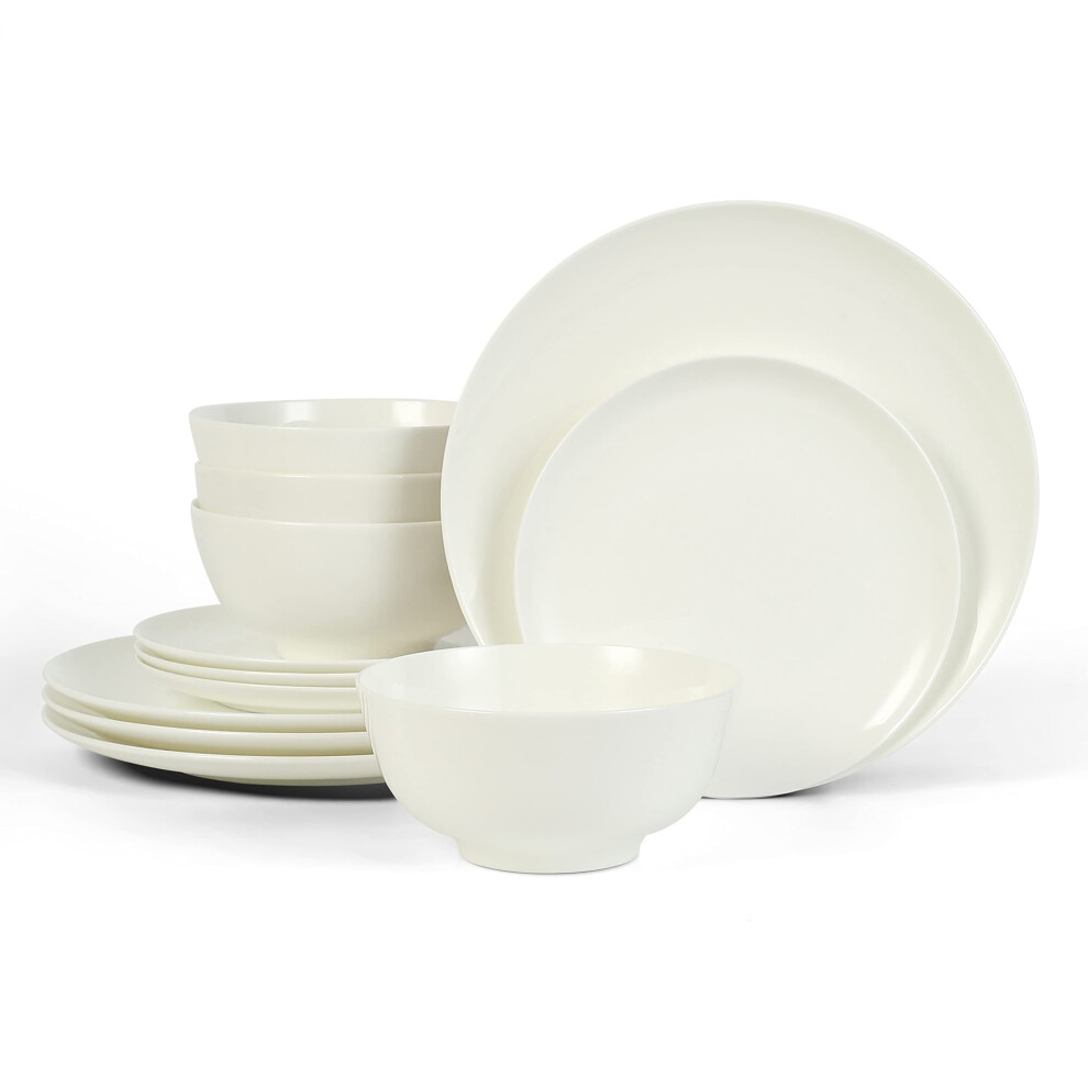 Stone Lain Blair Bone China 12-Piece Dinnerware Set, White